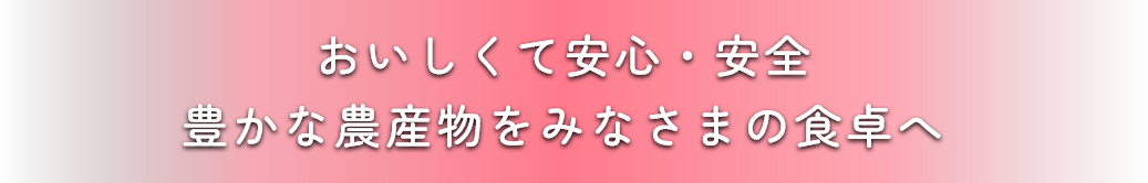 おいしくて安心・安全　豊かな農産物をみなさまの食卓へ